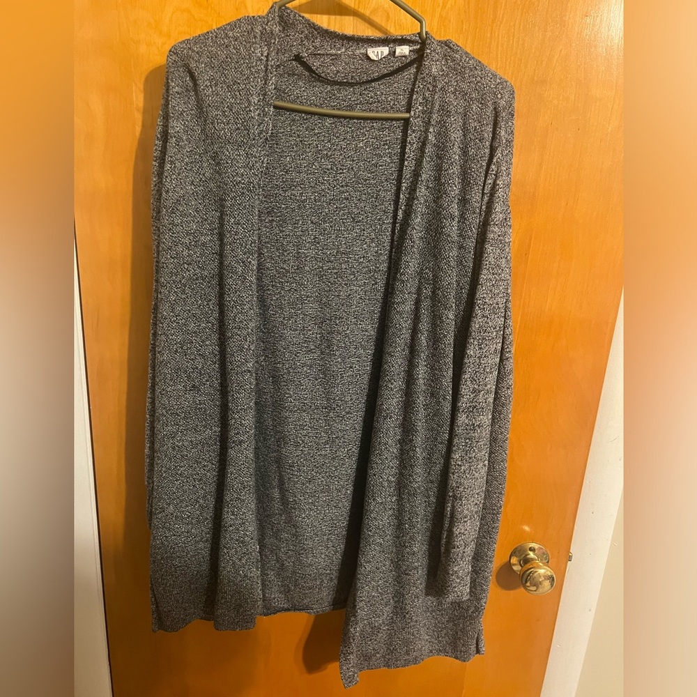 GAP long gray open front cardigan XL